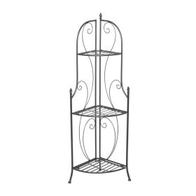 3-Shelf Corner Bakers Rack | Black Metal Plant Stand