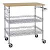 Kitchen Island Cart | Wood Top with Dual Storage Shelves