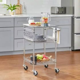 Compact Kitchen Cart | Sleek Stainless Steel Top