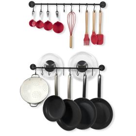 Set of 2 | Black Metal Pot Rack with 20 Hooks