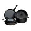 5-Piece Cast Iron Cookware Set | Dutch Oven, Griddle & Skillets