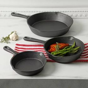 3-Piece Cast Iron Skillet Set | 6", 8", & 10" Frying Pans