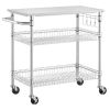 Kitchen Island Cart | Stainless Steel Top with Dual Storage Shelves