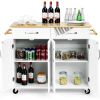White Kitchen Island Cart | Wood Top with Drawers & Storage Cabinet