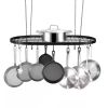 Black Carbon Steel Ceiling-Mounted Oval Pot Rack | 12 Hooks