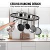 Black Carbon Steel Ceiling-Mounted Oval Pot Rack | 12 Hooks