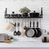 Black Metal Wall-Mounted Pot Rack | Rectangular Frame