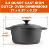 3.4-Quart Cast Iron Dutch Oven | Pre-Seasoned