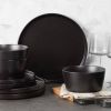 16-Piece Matte Black Stoneware Dinnerware Set