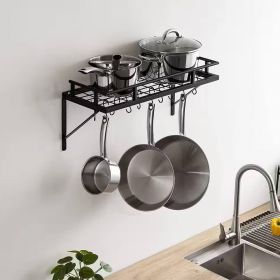 Matte Black Stainless Steel Wall-Mounted Pot Rack | 10 Hanging Hooks
