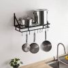 Matte Black Stainless Steel Wall-Mounted Pot Rack | 10 Hanging Hooks