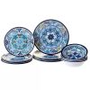 12-Piece Blue Floral Melamine Dinnerware Set
