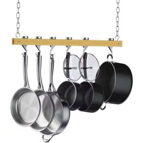 Ceiling-Mounted 36" Wooden Pot Rack | For Organized Storage