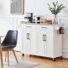 White Kitchen Island Cart | Stainless Steel Top