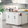 White Kitchen Island Cart | Stainless Steel Top