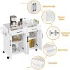 White Kitchen Island Cart | Stainless Steel Top