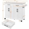White Kitchen Island Cart | Stainless Steel Top