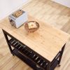 Dark Brown Kitchen Island Cart | Wood Top with Drawer & Shelves