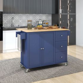 Mobile Kitchen Island | Solid Wood Top