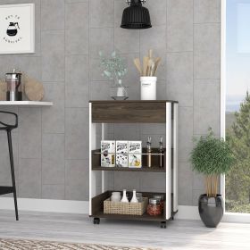 White & Dark Walnut Kitchen Cart