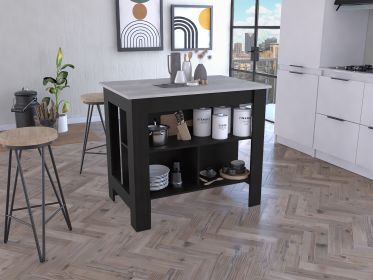 Cala Kitchen Island | Sleek Black Base