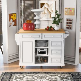 Rolling Kitchen Island | Mobile Cart with Rubberwood Top