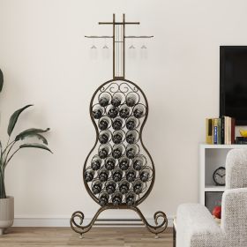 Cello-Shaped Freestanding Wine Rack