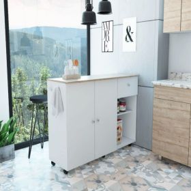 Indiana Kitchen Island Cart | 4 Interior Shelves