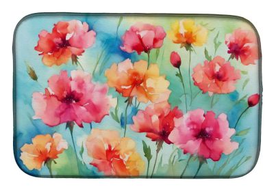 Watercolor Dish Drying Mat | Carnations