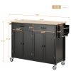 Black Kitchen Island Cart | Solid Wood Top
