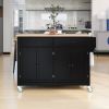 Black Kitchen Island Cart | Solid Wood Top
