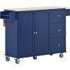 Mobile Kitchen Island | Solid Wood Top