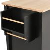 Black Kitchen Island Cart | Solid Wood Top
