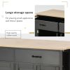 Black Kitchen Island Cart | Solid Wood Top
