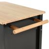 Black Kitchen Island Cart | Solid Wood Top