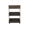 White & Dark Walnut Kitchen Cart