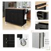 Black Kitchen Island Cart | Solid Wood Top
