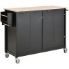 Black Kitchen Island Cart | Solid Wood Top