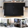 Black Kitchen Island Cart | Solid Wood Top