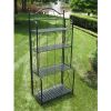 Indoor/Outdoor Folding 4-Tier Bakers Rack | Black Metal & Lattice Shelves