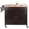 Rich Brown Kitchen Island Cart | Sturdy Wood Top