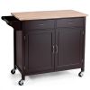 Rich Brown Kitchen Island Cart | Sturdy Wood Top