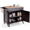 Rich Brown Kitchen Island Cart | Sturdy Wood Top