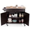 Rich Brown Kitchen Island Cart | Sturdy Wood Top