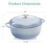 6-Quart Enamel Cast Iron Dutch Oven | Elegant Baby Blue Cookware