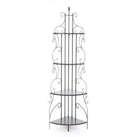 Ornate 4-Tier Metal Corner Bakers Rack | Decorative Kitchen & Dining Shelf