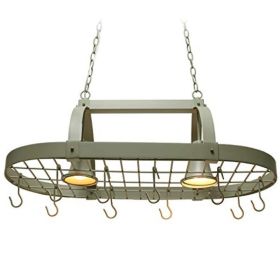 Slate Gray Finish | Rustic Ceiling-Mounted Hanging Pot Rack