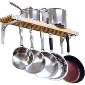Wooden Wall-Mounted Pot Rack | Efficient Cookware Storage