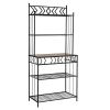 Black Metal Bakers Rack | Kitchen Storage with Marble-Finish Top