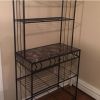 Black Metal Bakers Rack | Kitchen Storage with Marble-Finish Top